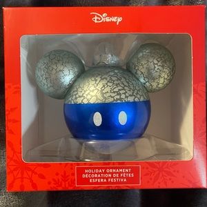 2021 Hallmark Blue with Crackle Disney Mickey Mouse Icon Glass Ornament